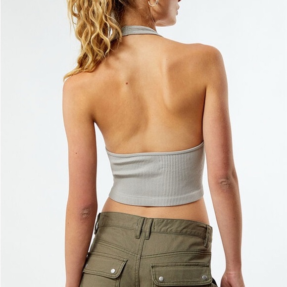 PacSun Light Gray Ribbed Halter Bralette - Picture 2 of 4